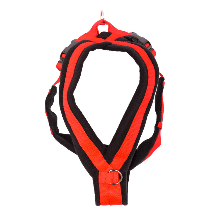 k9 fleece harness with ring red and black